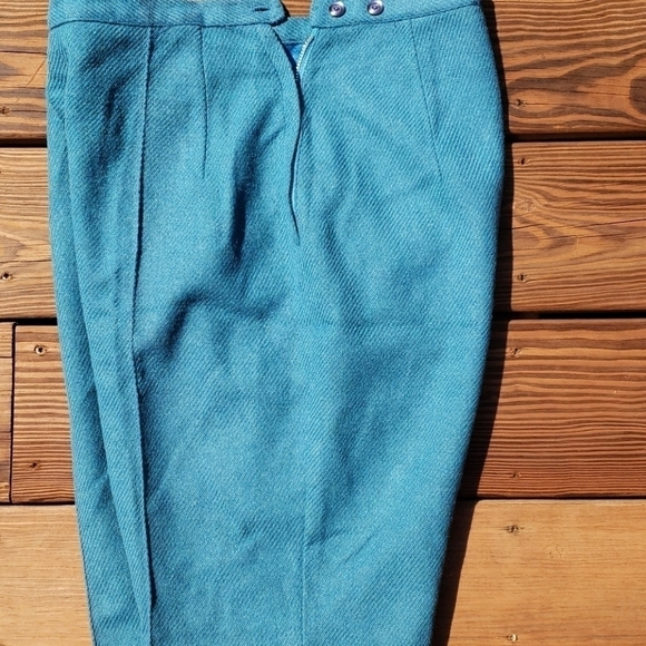VINTAGE 60's Wool Ribcage Waist Shorts Teal 26" EU - Picture 6 of 8